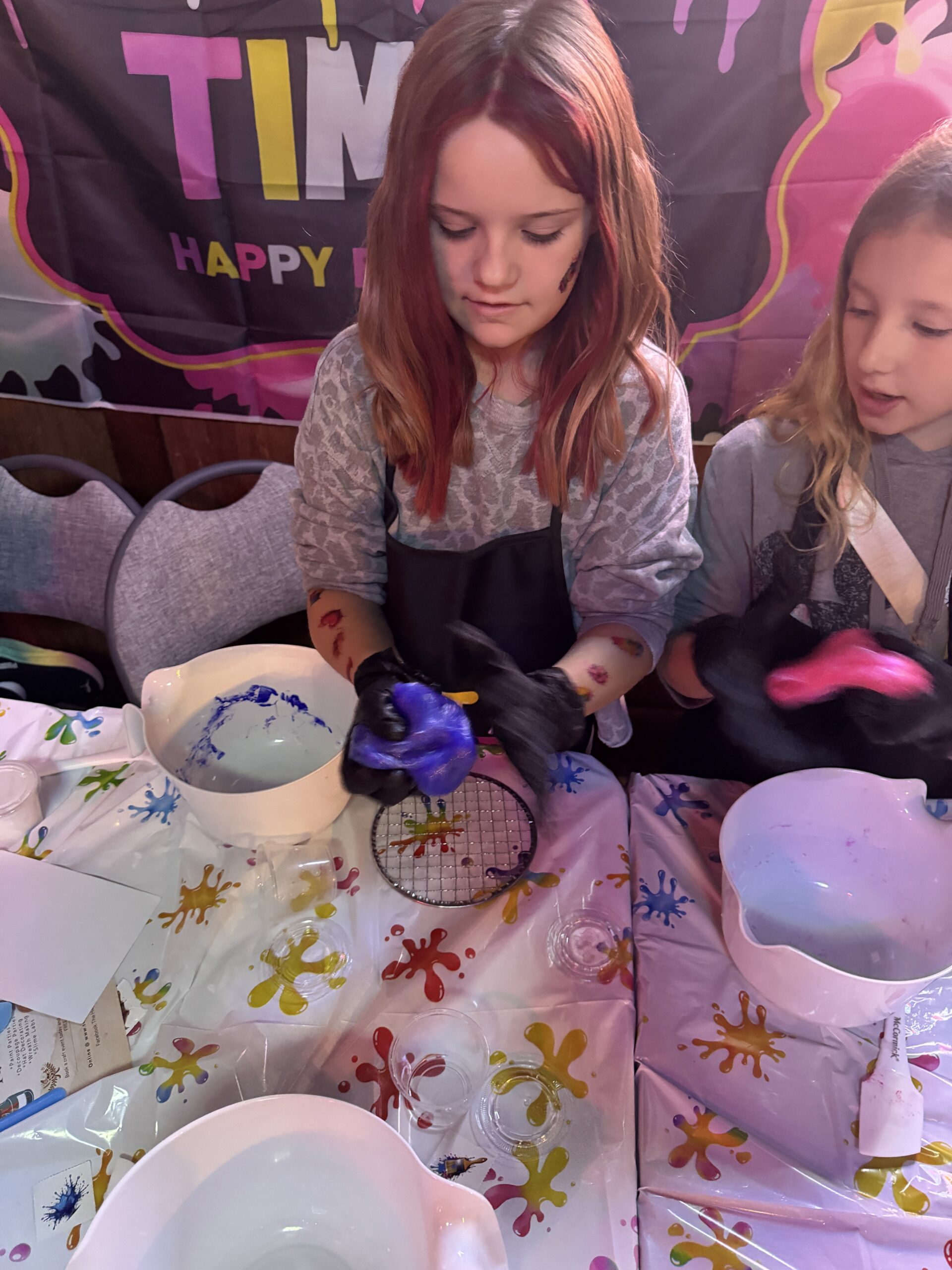 Kids enjoying a slime party